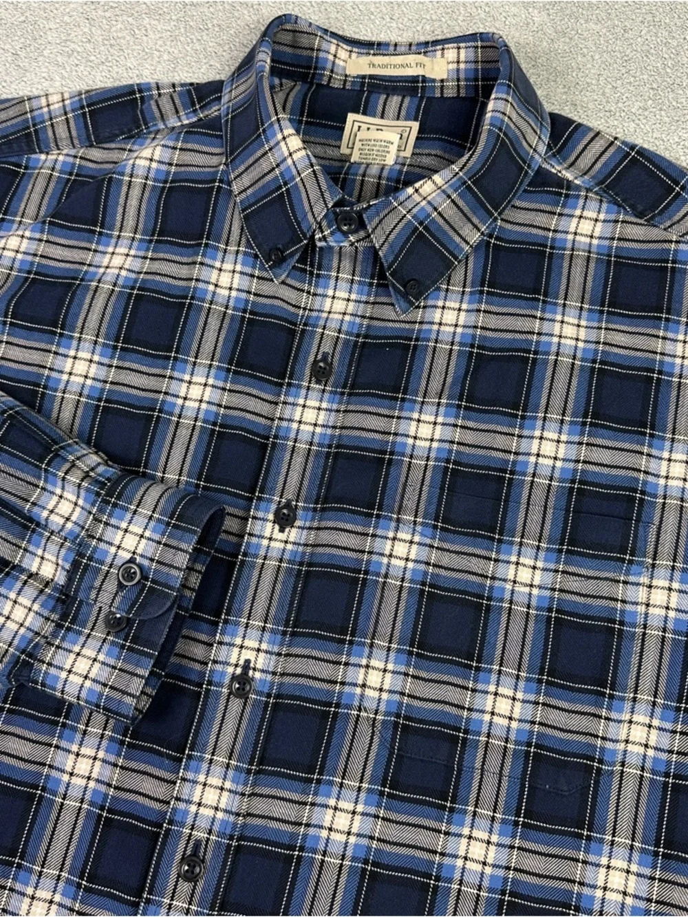 L.L. Bean Flannel Shirt Mens 2XL Tall Blue Scotch Plaid Casual Work Outdoor